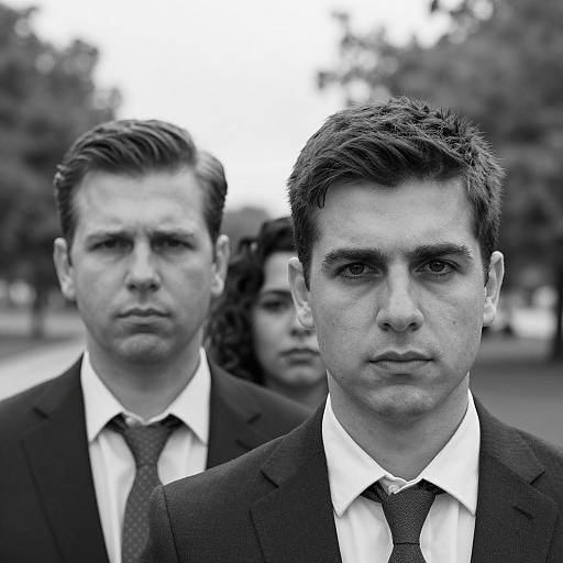 Black and White Portrait of Serious Business People