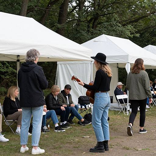 Forest Festival Gathering with Guitarist