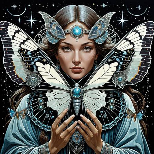 Cosmic Butterfly Guardian Portrait Art Cosmic Butterfly Guardian Portrait Art