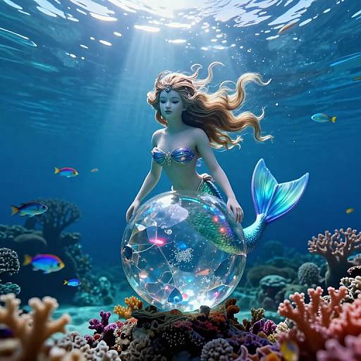 Mystical Mermaid on Crystal Orb