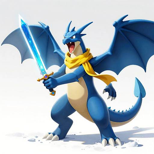 Human-Salamence Warrior with Watersword