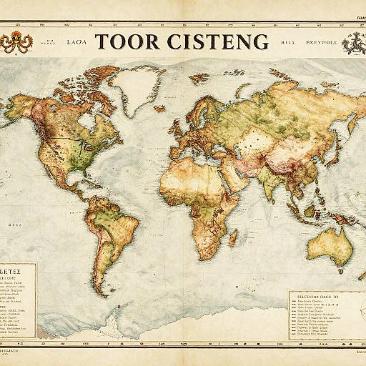 Antique 1800 World Map with Trade Routes