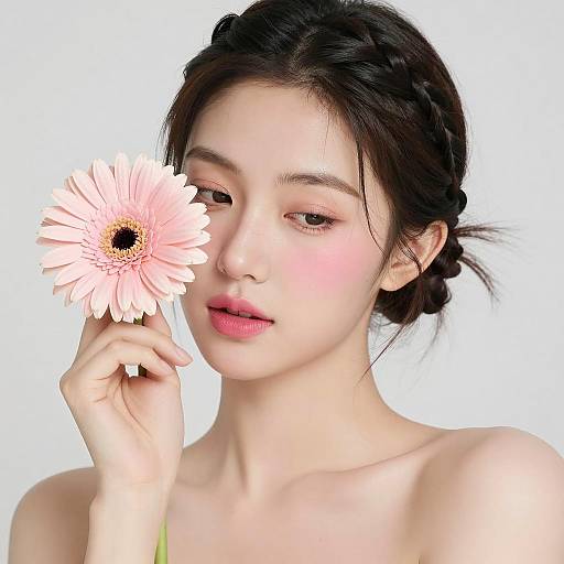 Elegant Asian Woman with Gerbera Daisy