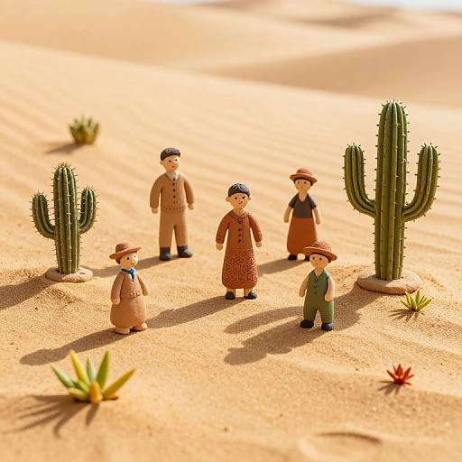Surreal Miniature Clay Figures Desert