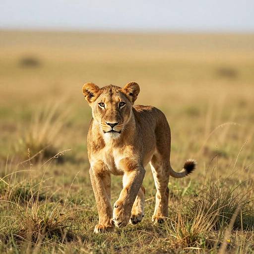 Young Lioness in Golden Savanna