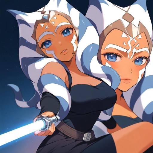 Illustration of Ahsoka tano, star wars in the style of Inuyama nanami