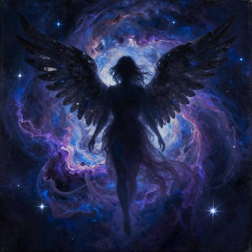 Surreal Faceless Angel Amid Nebula Clouds