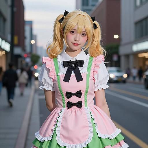 Young Woman in Victorian-Inspired Cosplay Dress