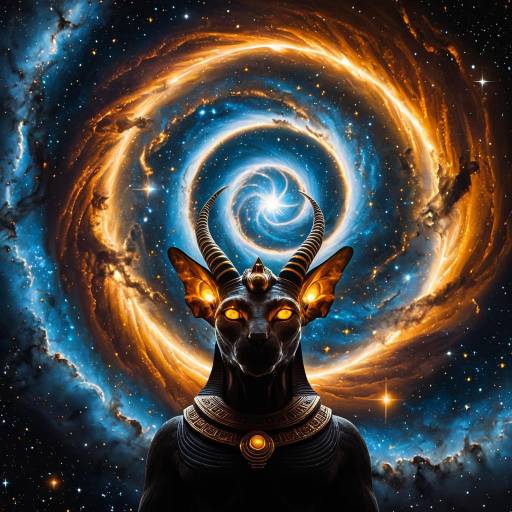 Celestial Sphinx Amidst Radiant Plasma Clouds