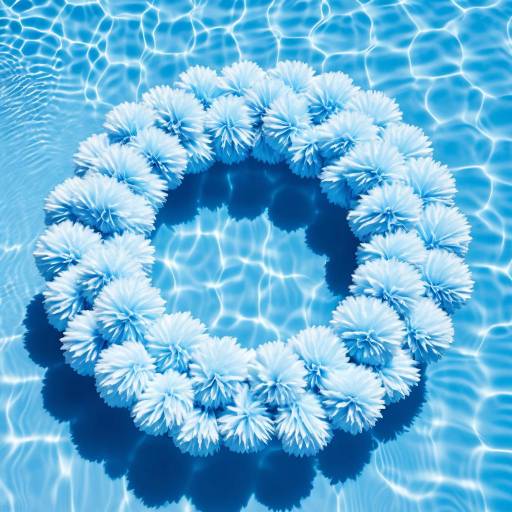Blue Fluffy Swim Ring Floating in Pool