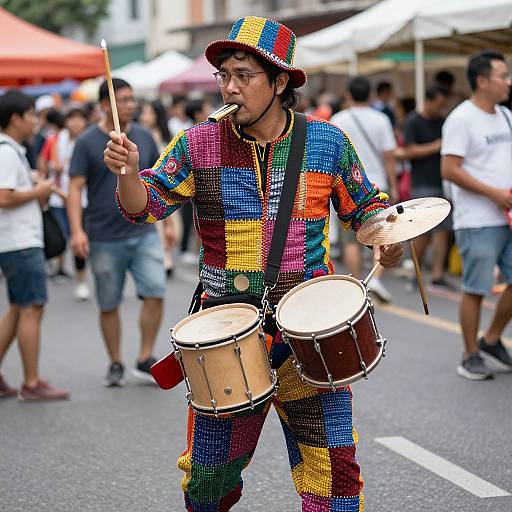 Vibrant One Man Band Costume