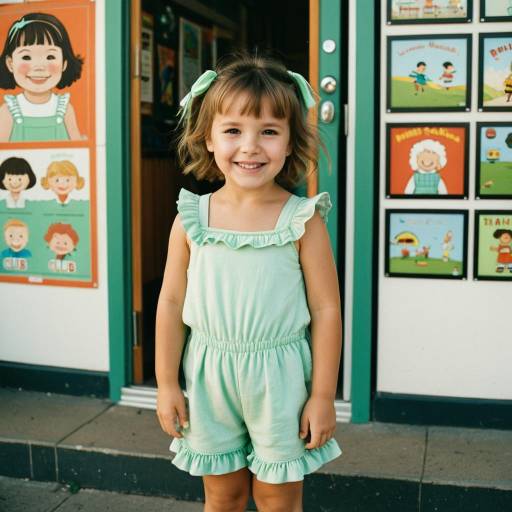 Smiling Toddler Girl in Mint Green Romper