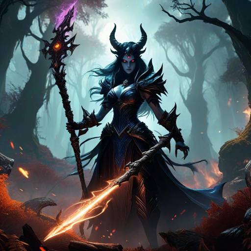 Dark Sorceress in Enchanted Forest