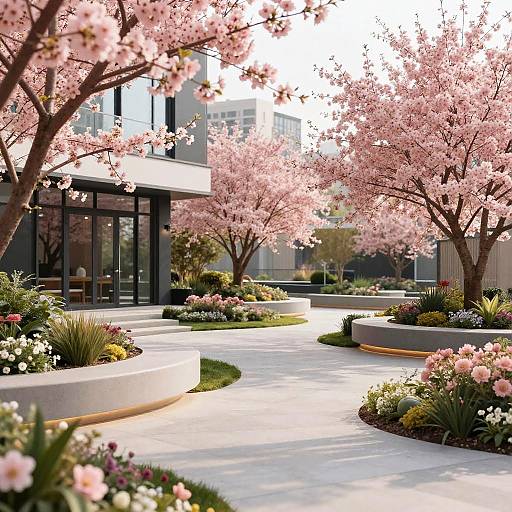 Realistic Pink-Themed Modern Garden Design