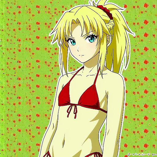 Illustration of Mordred (swimsuit rider) (fate), fate (series) in the style of Core (mayomayo)
