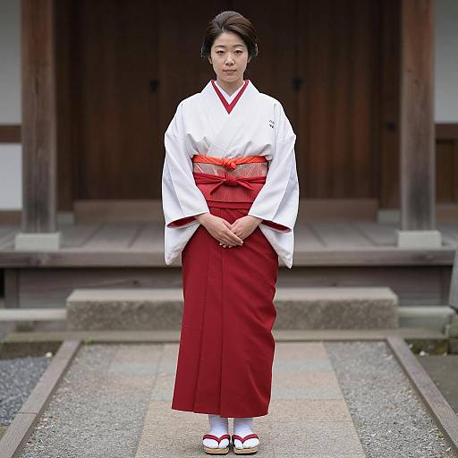 Serene Japanese Woman in Traditional Attire