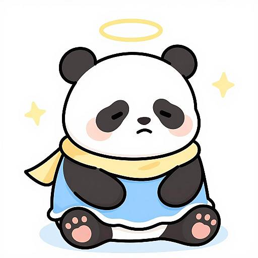 Sad Cute Panda with Halo