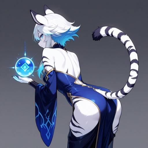 Mystical Furry Woman with Crystal Orb Mystical Furry Woman with Crystal Orb