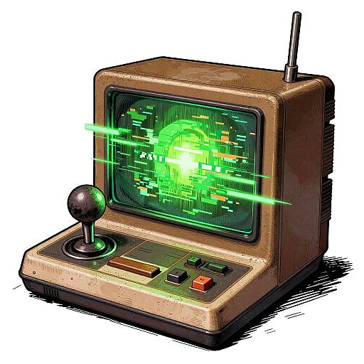 Glitchy Retro Game Console Artwork