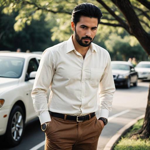 Man in Cream Dress Shirt Outdoors