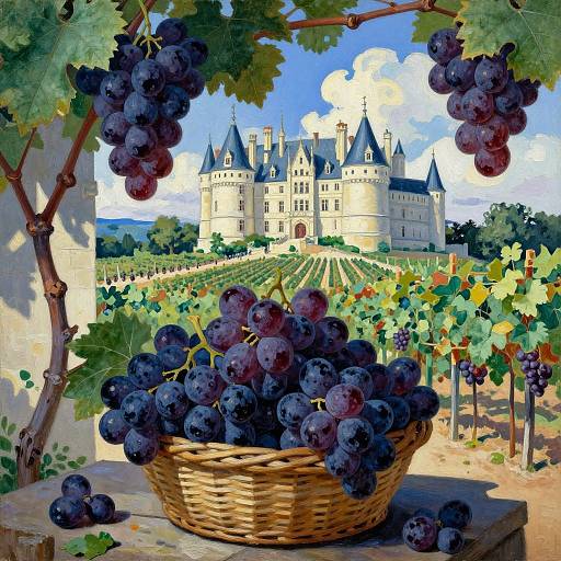 Cinematic Oil Painting of Vineyard Scene