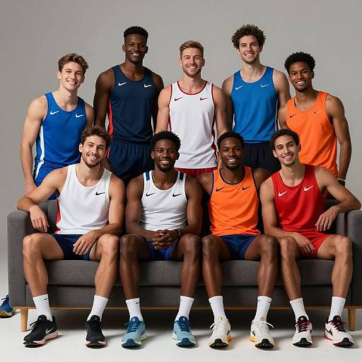 Diverse Athletes United on Sofa