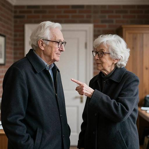 Elderly Couple in a Brick Room