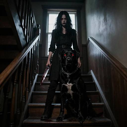 Eerie Hallway with Glowing Eyes Encounter