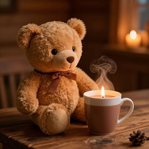Cozy Teddy Bear Cocoa Scene