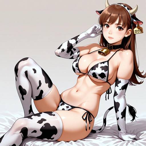 Cow Print Swimsuit Girl with Horns