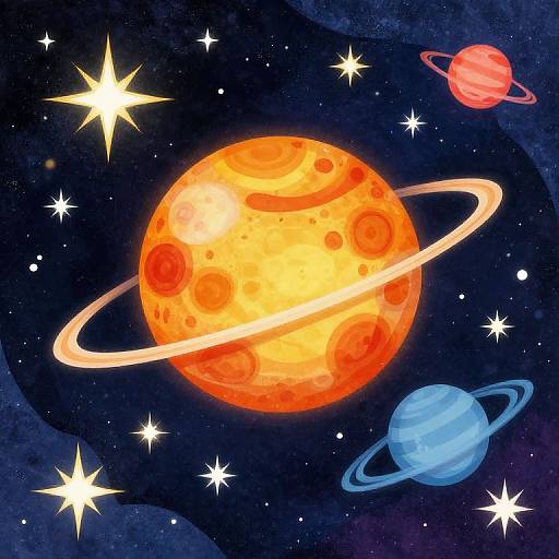Stylized Solar System Art Fusion