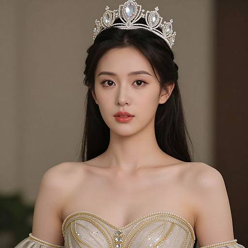 Elegant Goddess Woman Costume Close-Up