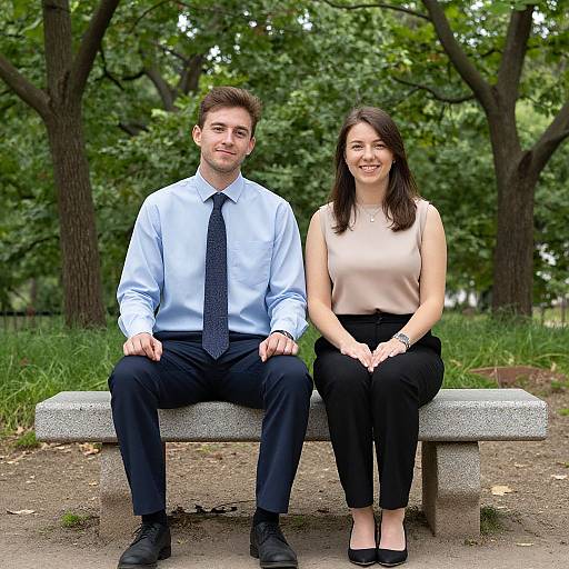 Couple Smiling on Park Bench