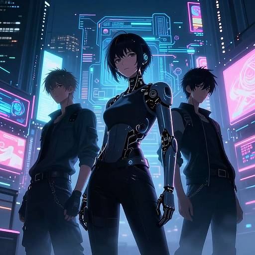 Cyberpunk Anime Characters at Night