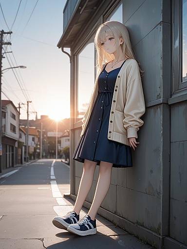 Casual Denim Skater Dress With Cardigan