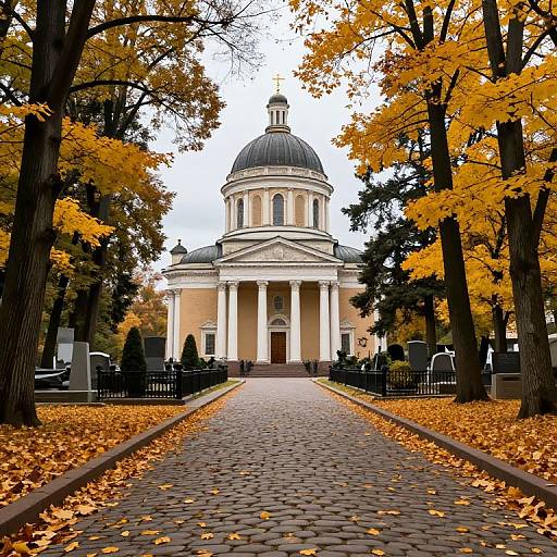 Autumnal Chapel Pathway in St. Petersburg