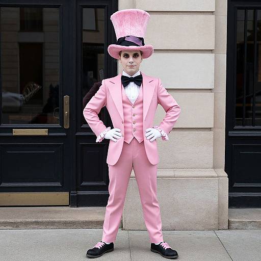 Pink Mad Hatter Costume on Sidewalk