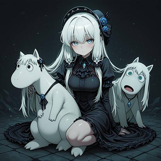 Illustration of Moomintroll, moomin in the style of Nyong nyong