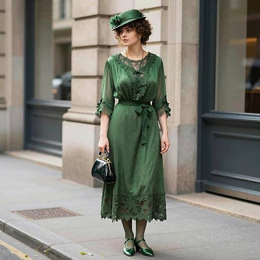 Edwardian Woman in Green Dress