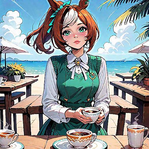 Charming Anime Cafe Scene in Palm Beach