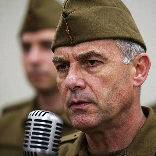 Intense Portrait of a Military Speaker