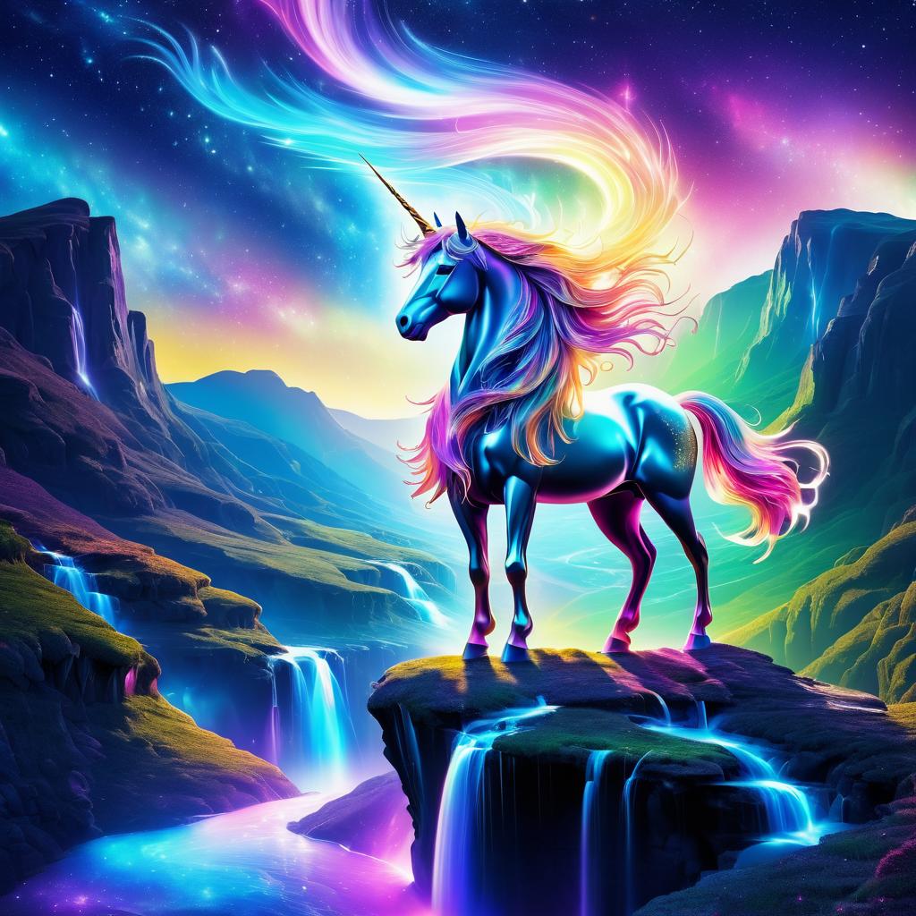 Mythical Unicorn Cliff Abstract Artwork