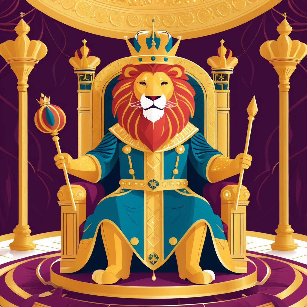 Whimsical Lion King in Throne Room