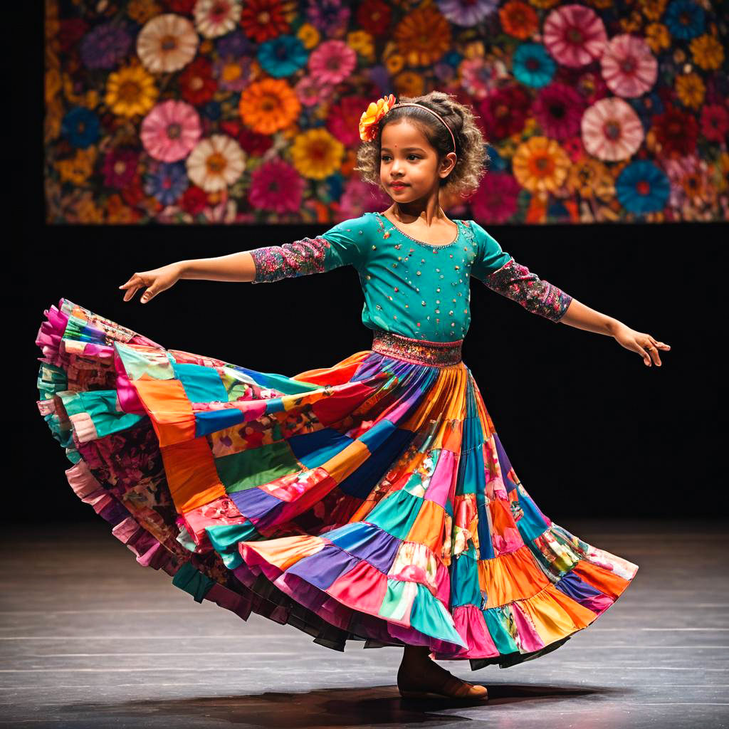 Vibrant Young Dancer in Floral Skirt