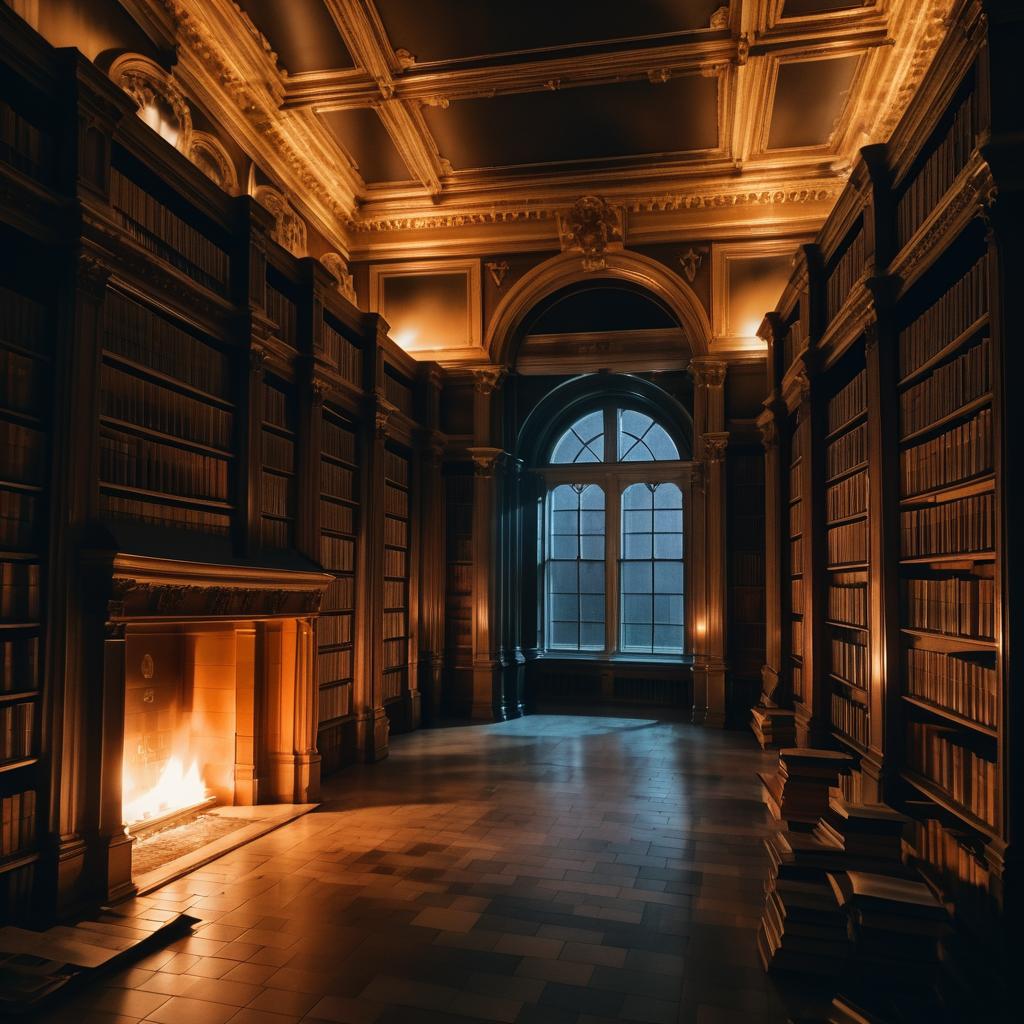 Dramatic Fire in an Old Library