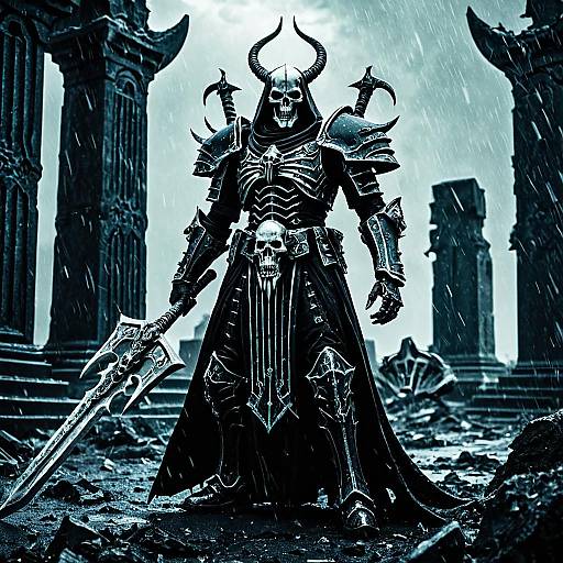 Dark Necropolis Warrior with Horned Skull Helmet