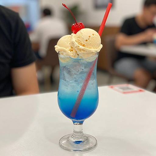 Blue Ice Cream Float with Cherry