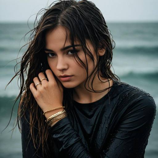 Young Woman with Wet Hair by the Ocean