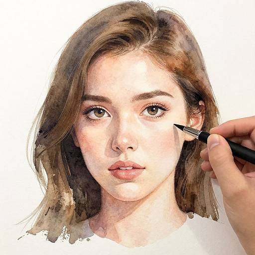 Watercolor Painting of Woman's Face