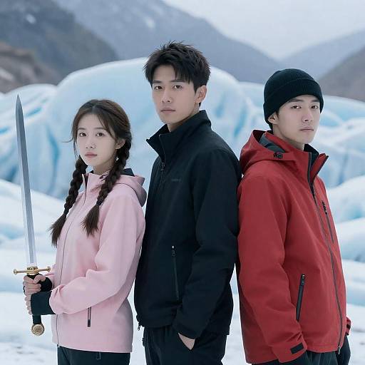 Dramatic Trio in an Icy Landscape